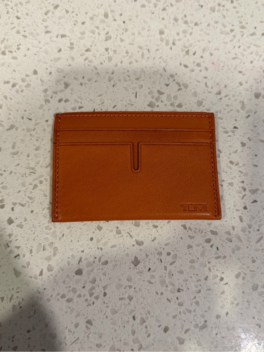 Tumi Leather Card Holder in Orange-Tan